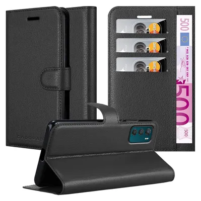 Zdjęcie produktu dla Cadorabo Etui do Motorola MOTO G42 w kolorze PHANTOM BLACK Pokrowiec ochronny z zapięciem magnetycznym, funkcją podstawki i kieszenią na karty Flip Case Cover Etui Handy Klapp Hülle Book Tasche