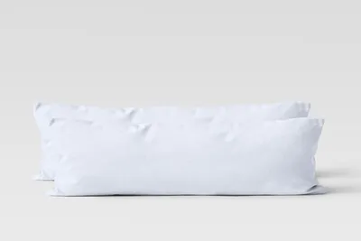 Produktbild von 2er Set Renforcé UNI Kissenhüllen 40x145 cm Seitenschläferkissen Garnitur 100% Baumwolle Mit Reißverschluss weiß