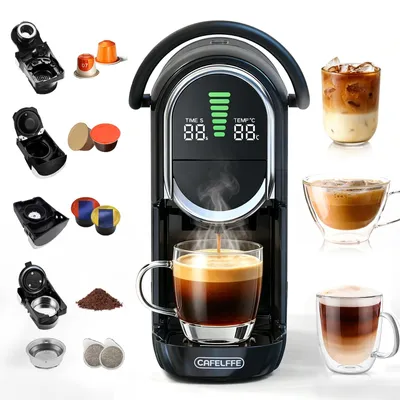 5-in-1 Kapsel-Kaffeemaschine, 20 bar, Kalt-/Heißbrühfunktion, schwarz