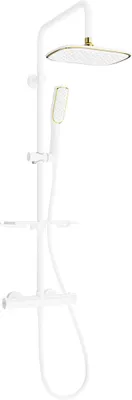 Image de Mexen KT49 ensemble de douche apparent avec pomme de douche et robinet thermostatique, blanc/or - 771504993-25