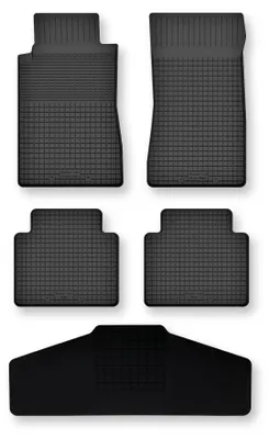 Produktbild von Gummi-Fußmatten + Tunnel für Mercedes E W210 1995-2003 (Limousine/Kombi) – 5-tlg, Schwarz, Semi-Universal, angepasst – Wielganizator Semi-Universal