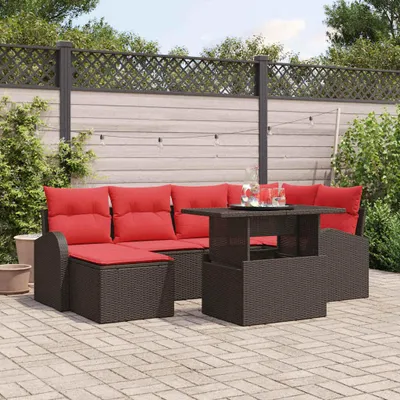 Produktbild von Möbel Garten-Sofa-Set mit Speicher 7 pcs Braun Poly RattanGartenmöbelgarnituren - Gartenmöbelgarnituren c129