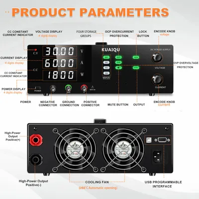 Imagen del producto de Fuente de alimentación de laboratorio 30V 100A 3000W RS232 - Fuente de alimentación regulable