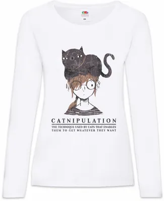 Produktbild von Urban Backwoods Catnipulation, Damen Langarmshirt, Farbe: Weiß, Größe: L