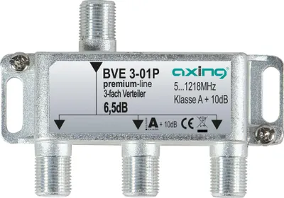 Obrázok produktu pre Axing BVE 3-01P, Rozbočovač, 5 - 1218 MHz, Nerezová oceľ, Samica/Samica, F, 89 mm