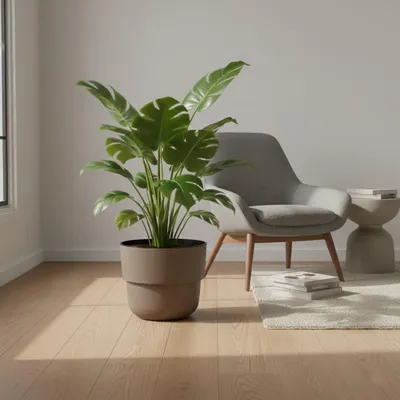 Image de Pot de fleurs rond Kuple taupe pour l'intérieur et l'extérieur - 37 cm, 26 L, 70 % de matériaux recyclés, avec drainage