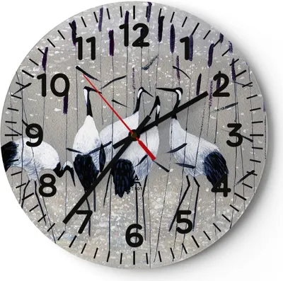 Produktbild von Wanduhr - Rund - Glasuhr - Vogel Natur Wasser - 40x40cm - Schleichendes Uhrwerk - Lautlos - zum Aufhängen bereit - Dekoration Modern - Wanddekoration aus Glas - C4AR40x40-3687