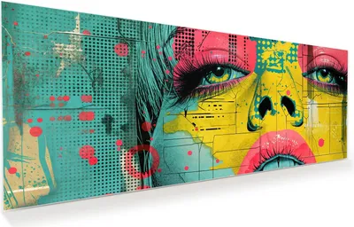 Produktbild von Glasbild 150x60cm in XXL für Wohnzimmer, Schlafzimmer Motiv Portrait Pop Art