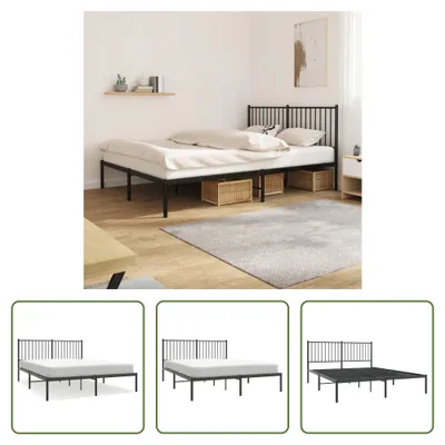 Produktbild von The Living Store Bettgestell mit Kopfteil Metall Schwarz 160x200 cm