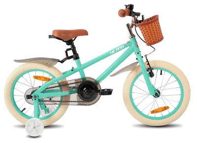 Produktbild von Kinderfahrrad 16 Zoll (40 cm) - Fahrrad mit Stützrädern - Handbremse und Rücktrittbremse - Korb - Stahlrahmen - Grün