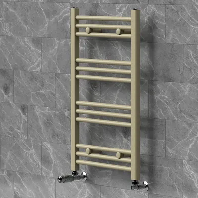 Produktbild von LuxeBath Handtuchheizkörper 500x800 mm Badheizkörper mit Thermostatventil, Handtuchtrockner Sahara gerade mit Seitenanschluss, Handtuchhalter, Beige