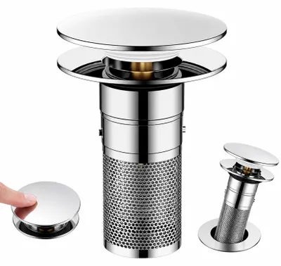 Image de Bouchon pour lavabo - Bouchon universel 3-en-1 avec filtre intégré