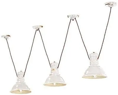 Produktbild von Industrielle Kronleuchter Eisen und Keramik Vintage Weiß 3 Lichter E27