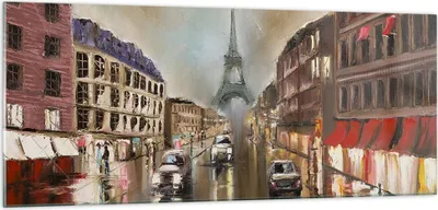 Produktbild von Bilder auf glas - Paris Turm Straße - 100x40cm - Glasbilder - Wandbilder - Kunstdruck - zum Aufhängen bereit - Wanddekoration aus Glas - Glas Bilder - Wandbild auf Glas - Einteilig - GAB100x40-3431