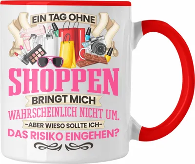 Produktbild von Trendation - Shoppen Tasse Geschenk Shopping-Sucht Frauen Geschenkidee Lustiger Spruch (Rot)