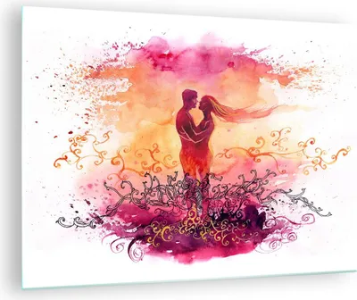 Produktbild von Bilder auf glas - Liebe Paar Flitterwochen - 70x50cm - Glasbilder - Wandbilder - Kunstdruck - zum Aufhängen bereit - Wanddekoration aus Glas - Glas Bilder - Wandbild auf Glas - GAA70x50-3006