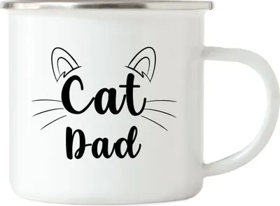 Produktbild von Cat Dad Emaille-Tasse Katzen-Papa Geschenk Katzenliebhaber Katzenbesitzer Katzen Kätzchen Kaffeetasse