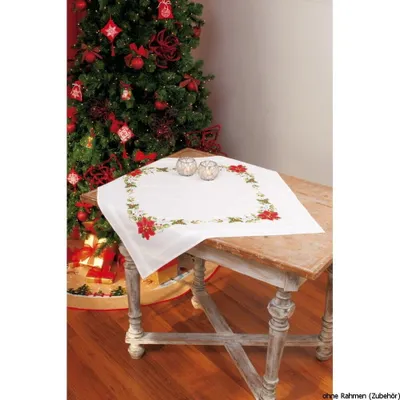 Image de Vervaco Nappe "Fleurs rouges", dessin de broderie pré-dessiné