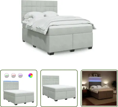 Produktbild von The Living Store Boxspringbett mit Matratze Hellgrau 140x200 cm Samt