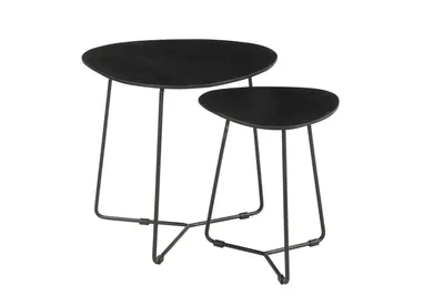 Produktbild von 2er Set Couchtische Brix Mangoholz Stahl Schwarz