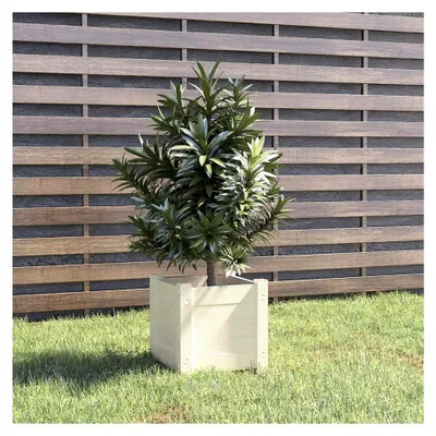 Produktbild von Pflanzkübel Weiß 31x31x31 cm aus Kiefernholz für Garten, Terrasse und Balkon