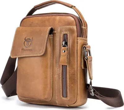 Produktbild von STILVORA Umhängetasche Echtleder Herren, große Kapazität Crossbody, hochwertige Schultertasche für Business, Arbeit, modisch und vielseitig einsetzbar, Hellbraun