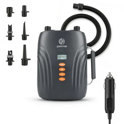 Produktbild von PEME Hydro Elektrische SUP Pumpe 12V Auto Luftpumpe Kompressor bis 20 PSI Aufpumpen Abpumpen 6 Düsen für Stand Up Paddle Board Schlauchboot Zelt