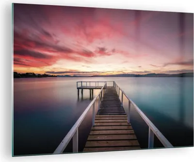 Produktbild von Bilder auf glas - Einteilig - Brücke Rosa Himmel - 70x50cm - Glasbilder - Wandbilder - Bilder - zum Aufhängen bereit - Wanddekoration aus Glas - Glas Bilder - Wandbild auf Glas - GAA70x50-4795