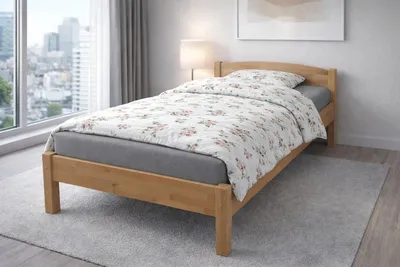 Produktbild von Einzelbett Bett Buche geölt Holzbett 90x200 #2431