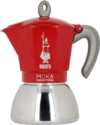 Zdjęcie produktu dla Bialetti Moka induction, Kawiarka moka, 0,1 l, Czerwony, Srebrny, Aluminium, 2 kub., Induction mocha