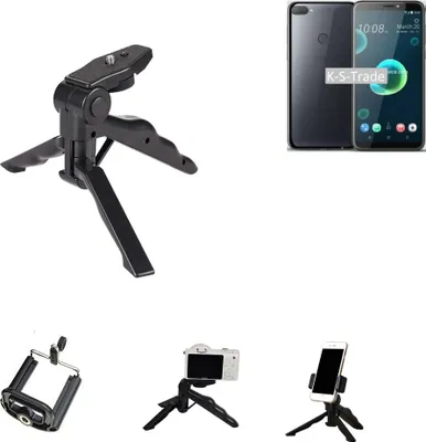 Produktbild von K-S-Trade Stativ Tisch-Ständer Dreibein Handy-Stativ Ständer kompatibel mit HTC Desire 12+ Mini-Stativ Smartphone Tripod Handy-Stativ aus Plastik