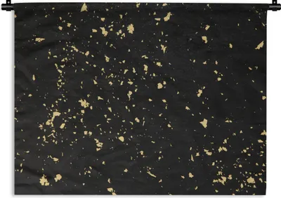 Produktbild von MuchoWow® Wandteppich Wandbehang Goldene Flocken auf schwarzem Hintergrund 120x90 cm Tapisserie Dekoration Wandtuch - Wohnen - Aufhänger für die Wand