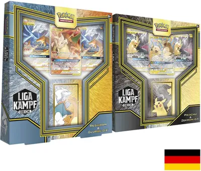Produktbild von Pokemon Karten 2 Liga Kampf Decks Reshiram & Glurak-GX + Pikachu & Zekrom-GX DE