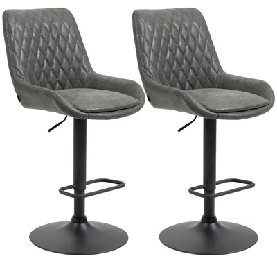 Productafbeelding van HOMCOM 2-delige set barkrukken, verstelbare barkrukken, toonbankstoelen met voetsteun
