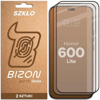 Produktbild von 2x Mattes Hartglas für HONOR 600 Lite 5G, Bizon Glass Matte Duo, Schwarzer Rahmen