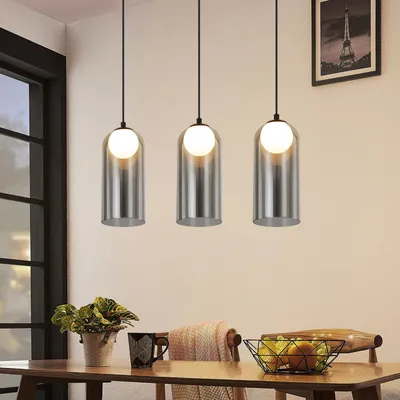 Obrázek produktu pro ZMH vintage závěsná lampa jídelní stolní závěsná lampa kouřově šedá jídelní stolní lampa závěsná oválná závěsná lampa G9 1 plamen jídelní stolní lampa výškově nastavitelná pro obývací pokoj ložnice bez žárovky