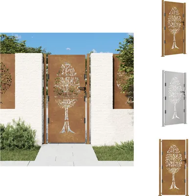 Produktbild von vidaXL Gartentor 105x180 cm Cortenstahl Baum-Design - Gartentore