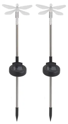 2er-Set Solar-Libellen-Gartenleuchten, LED, Farbwechsel