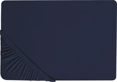 Zdjęcie produktu dla BELIANI Prześcieradło z gumką granatowe bawełniane 180 x 200 cm jednolity wzór sypialnia