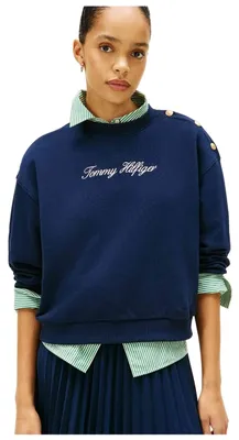Produktbild von Sweatshirt Tommy Hilfiger Gold Button Script Fleece Sweatshirt für Damen