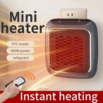 Produktbild von Elektrische Mini-Keramik-Heizstrahler mit Fernbedienung, Badkamer, Energieeffizient, Stil Heizung, 800 W, 12-Stunden Timer