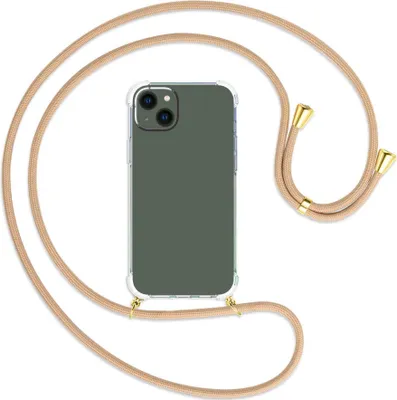 Produktbild von Handykette Backcover-Schutzhülle mit Band (Metall goldfarben) für Apple iPhone 14 Plus (6.7'') - beige