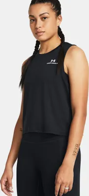 Produktbild von Under Armour Rush Energy Crop ärmelloses T-shirt Schwarz M Frau Schwarz M