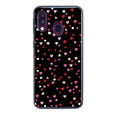 Produktbild von MuchoWow® Handyhülle Schutzhülle Hülle für Samsung Galaxy A40 Eine Illustration mit Herzen auf einem schwarzen Hintergrund Silikon Softcase Handy Hülle - Handy-Tasche