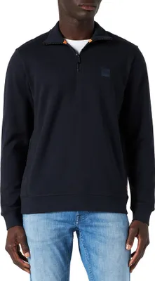 Produktbild von Hugo Boss Pullover Stehkragen dunkelblau einfarbig Baumwolle