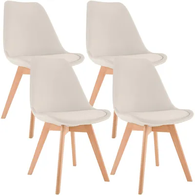 Produktbild von CLP 4er Set Esszimmerstühle Linares gepolstert mit Rückenlehne Buchenholzgestell beige Material Samt