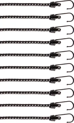 Produktbild von com-four® 10-teiliges Set Gummispanner mit reflektierenden Streifen - Gepäckspanner - Expander mit Haken - Spanngummi zur Ladungssicherung - Spanngurt