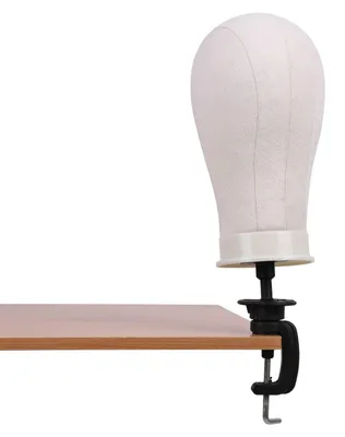 Produktbild von Schaufensterdisplay aus hochwertiger Leinwand – Kopfbedeckungs- und Perückenständer – Tischklemmsockel – 3 Größen – Langlebiges Material – Perückenständer