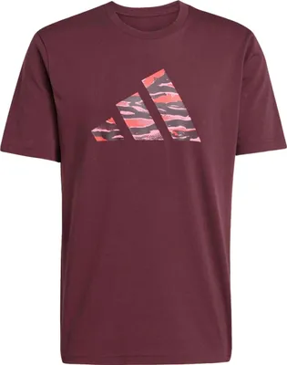 Produktbild von Adidas T-Shirt Lila mit Camo-3-Streifen-Logo, Rundhalsausschnitt, Normale Passform