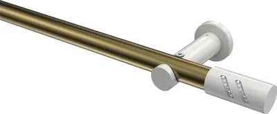 Produktbild von Interdeco Gardinenstange / Vorhangstange Messing Antik / Weiß, Typ Platon Zoena (Glitzerzylinder) ohne Ringe, 20 mm Ø 1-läufig, 360 cm
